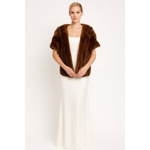 L. Frank Co. Mano Swartz Mink Fur Stole Shawl Wrap Dark Brown Mob Wife Old Money